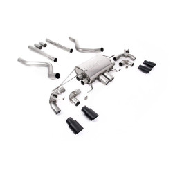 Milltek Cat-back exhaust (loudest) valved for Land Rover Defender 90 V8 425PS & 525PS (non-GPF) 2021+ - Cerakote black tips