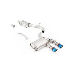 Milltek V2 Cat-back exhaust valved for Volkswagen Golf MK5 R32 3.2 V6 (non-GPF) 2005-2009 - Burnt/blue titanium tips