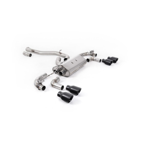Milltek exhaust systems Milltek Cat-back exhaust (louder) valved for Volkswagen Golf Mk7.5 R 310PS (non-GPF) 2017-2021 - Quad Cerakote black tips | races-shop.com