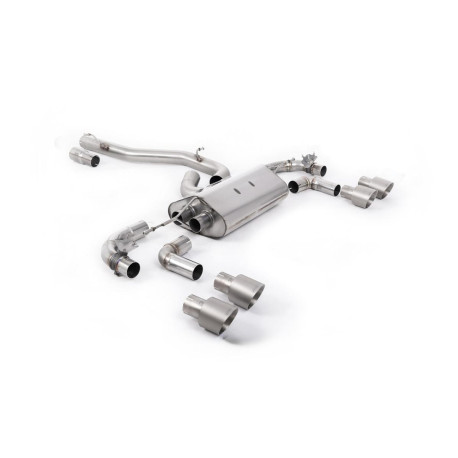 Milltek exhaust systems Milltek Cat-back exhaust (louder) valved for Volkswagen Golf Mk7.5 R 310PS (non-GPF) 2017-2021 - Quad titanium tips | races-shop.com