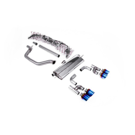 Milltek exhaust systems Milltek GPF-back exhaust burnt/blue titanium tips for Volkswagen Golf Mk8 GTi (GPF) 2020-2024 | races-shop.com