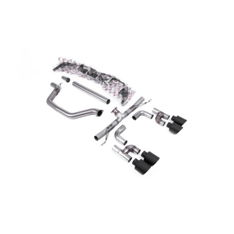 Milltek exhaust systems Milltek Cat-back exhaust (loudest) Cerakote black tips for Volkswagen Golf Mk8 GTi (non-GPF, , Quad Outlet Systems) 2021-2024 | races-shop.com