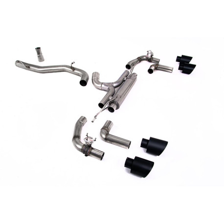 Milltek exhaust systems Milltek Cat-back exhaust (loudest) for Volkswagen Golf Mk8 R 2.0 TSI 320PS (non-GPF) 2022-2024 - Cerakote black tips | races-shop.com