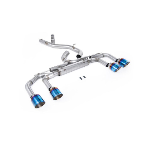 Milltek exhaust systems Milltek Cat-back exhaust (loudest) non-valved for Volkswagen Golf Mk8.5 R (non-GPF) 2025+ - Burnt/blue titanium tips | races-shop.com