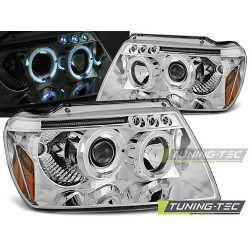 HEADLIGHTS CHRYSLER JEEP GRAND CHEROKEE 99-05.05 ANGEL EYES CHROME
