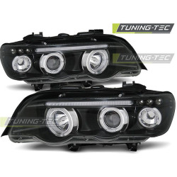 TUNING-TEC headlights (Angel Eyes) for BMW X5 E53 09.99-10.03 (H1), black