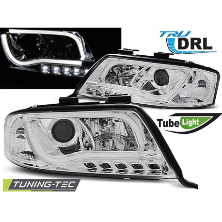 Lighting TUNING-TEC headlights (Tube Light, DRL) for AUDI A6 05.97-05.01 (H1), chrome | races-shop.com
