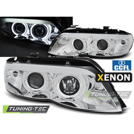 Lighting TUNING-TEC headlights (CCFL, Angel Eyes) for XENON BMW X5 E53 11.03-06 (D2S/H7), chrome | races-shop.com