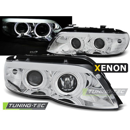 Lighting TUNING-TEC headlights (Angel Eyes) for XENON BMW X5 E53 11.03-06 (D2S/H7), chrome | races-shop.com