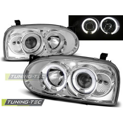 TUNING-TEC headlights (Angel Eyes) for VW GOLF 3 09.91-08.97 (H1), chrome, V1