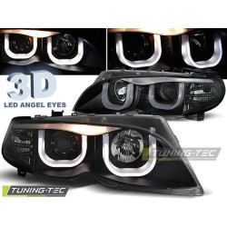 TUNING-TEC headlights (Angel Eyes) for 3D BMW E46 09.01-03.05 S/T (LIMOUSINE, TOURING, H7/H1), black