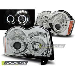 HEADLIGHTS CHRYSLER JEEP GRAND CHEROKEE 08-10 ANGEL EYES CHROME