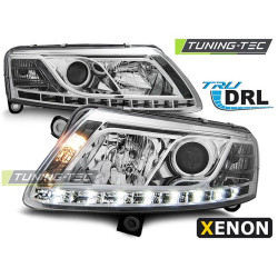 XENON HEADLIGHTS TRUE DRL CHROME for AUDI A6 C6 04.04-08