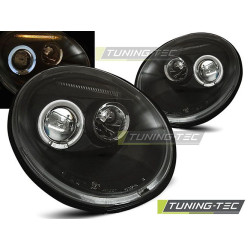 HEADLIGHTS ANGEL EYES BLACK for VW NEW BEETLE 10.98-05.05