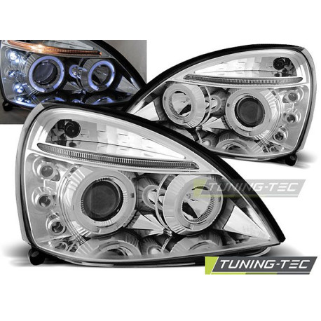 Lighting HEADLIGHTS RENAULT CLIO II 06.01-09.05 ANGEL EYES CHROME | races-shop.com