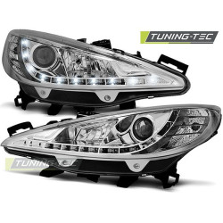 TUNING-TEC headlights (DRL) for PEUGEOT 207 05.06-06.12 (H7/H1), chrome
