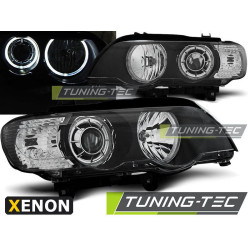 XENON HEADLIGHTS ANGEL EYES LED BLACK for BMW X5 E53 09.99-10.03