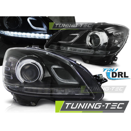 Lighting TUNING-TEC headlights (True DRL) for MERCEDES W204 07-10 (H7), black | races-shop.com