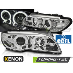 TUNING-TEC headlights (CCFL, Angel Eyes) for XENON BMW E46 04.03-06 COUPE CABRIO (D2S/H1), chrome