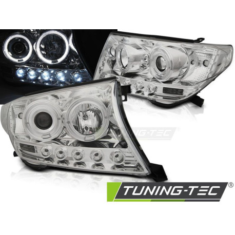 Lighting TUNING-TEC headlights (Angel Eyes) for TOYOTA LAND CRUISER FJ200 07-12 (H1, without approval), chrome | races-shop.com