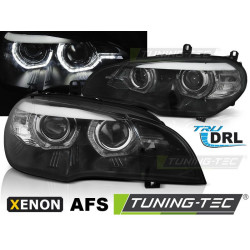 TUNING-TEC headlights (Angel Eyes, DRL) for XENON BMW X5 E70 07-10 (AFS), black