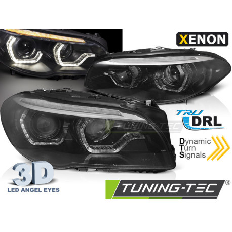 Lighting TUNING-TEC headlights (Angel Eyes, DRL, SEQ) for XENON BMW F10/F11 10-13 (D1S), black | races-shop.com
