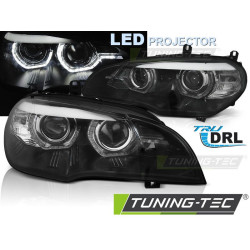 LED HEADLIGHTS ANGEL EYES LED DRL BLACK for BMW X5 E70 07-13 (XENON OEM)