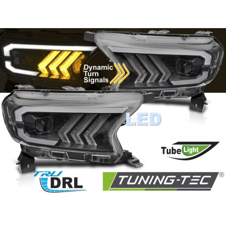 Lighting HEADLIGHTS TUBE LIGHT BLACK fits FORD RANGER V 16-22 | races-shop.com