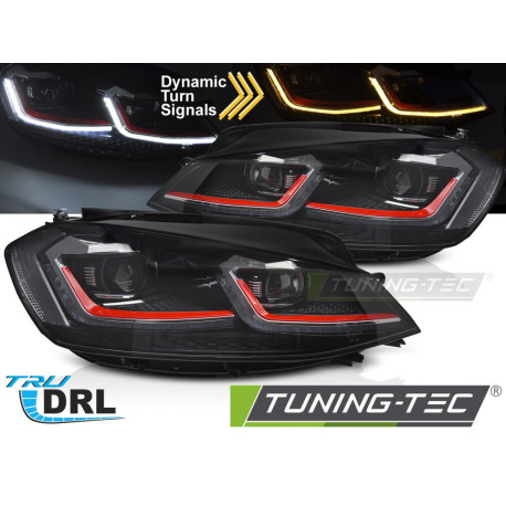 Lighting TUNING-TEC headlights (DRL, SEQ) for VW GOLF VII 17-19 (H7), red | races-shop.com