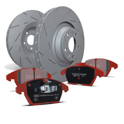 Front kit EBC PD07KF300 - Discs Ultimax Grooved + brake pads Redstuff Ceramic