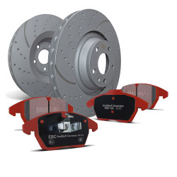 Front kit EBC PD12KF340 - Discs Turbo Grooved + brake pads Redstuff Ceramic