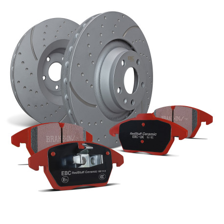 EBC brakes Front kit EBC PD12KF355 - Discs Turbo Grooved + brake pads Redstuff Ceramic | races-shop.com