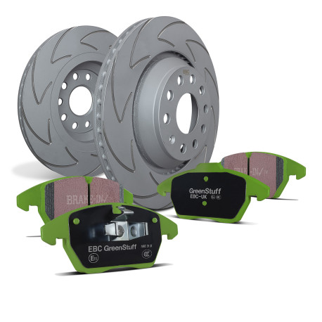 EBC brakes Rear kit EBC PD16KR100 - Discs BSD Grooved + brake pads Greenstuff | races-shop.com
