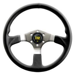 3 spoke steering wheel OMP Asso, 350mm, polyurethane, flat, black/silver