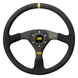 3 spoke steering wheel OMP VELOCITA, 350mm, suede, flat, black/yellow