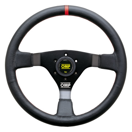 steering wheels 3 spoke steering wheel OMP WRC, 350mm, leather, 70mm offset, black/red | races-shop.com