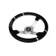 steering wheels 3 spoke steering wheel Slide, 350mm, leatherette, 90mm offset, black/silver | races-shop.com