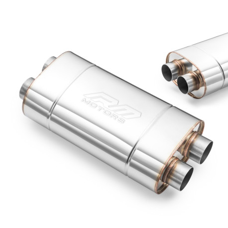 2x input / 2x output Center Muffler 50mm RM Motors | races-shop.com