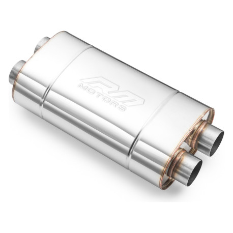 2x input / 2x output Center Muffler 70mm RM Motors | races-shop.com