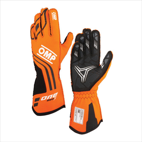 Gloves FIA race gloves OMP ONE EVO X (external stitching), black/orange | races-shop.com