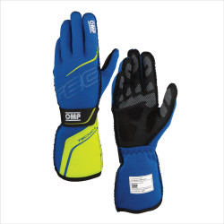 FIA race gloves OMP TECNICA (external stitching), blue/yellow