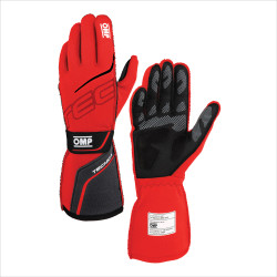 FIA race gloves OMP TECNICA (external stitching), red/black