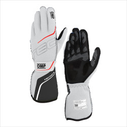 FIA race gloves OMP TECNICA (external stitching), white/anthracite