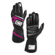 FIA race gloves OMP FIRST (external stitching), black/fuchsia