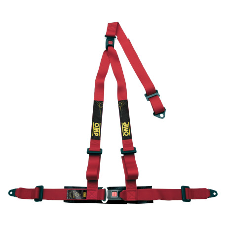 Seatbelts and accessories ECE 3 point sport safety belts OMP STRADA 3, red | races-shop.com