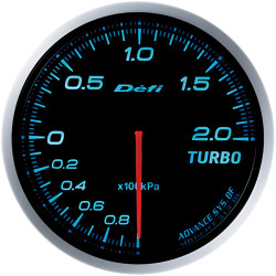 DEFI ADVANCE gauge, boost pressure 0 - 2 BAR, blue