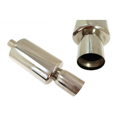 Single wall - round rolled Muffler RACES 84, inlet/outlet 2,5" (63mm) | races-shop.com