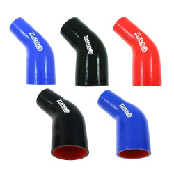 Silicone elbow reducer 45°, 70mm (2,75") to 76mm (3")