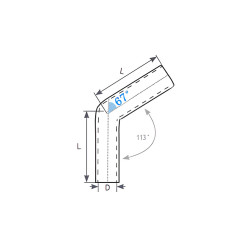 Silicone hose elbow 67° - 70mm (2,75")