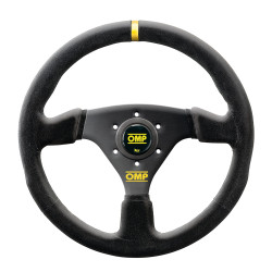 3 spoke steering wheel OMP Targa, 330mm, suede, flat, black/yellow